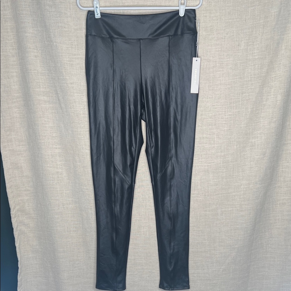 Celestine High Waist Black Faux Leather Leggings XL